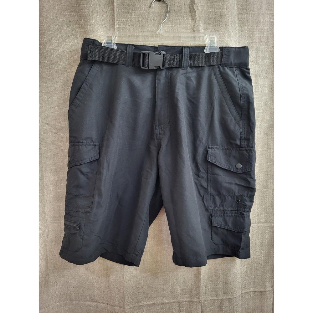 Denali Mens Cargo Shorts Black Size 32 Hiking Outdoor Utility Multi Pocket Belt